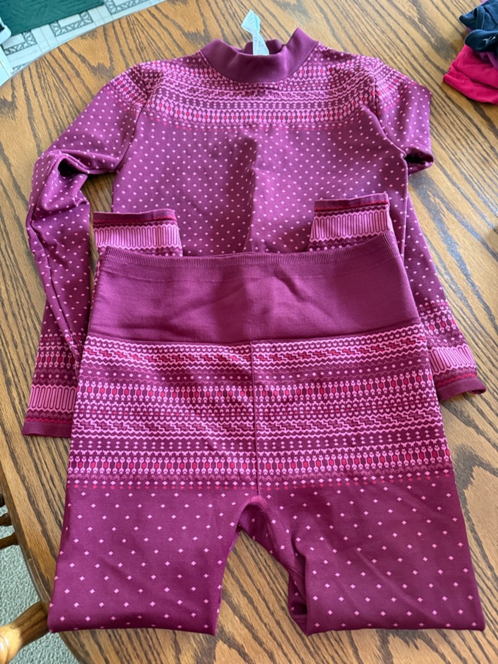 Womens Burgundy Thermal Base Layer Set